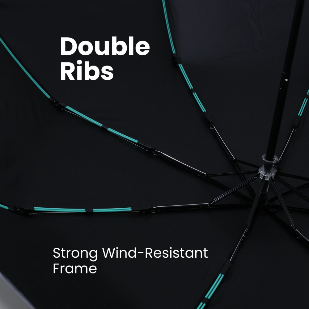 21" DUO Double Ribs 8 Panel Coated Foldable Umbrella 06